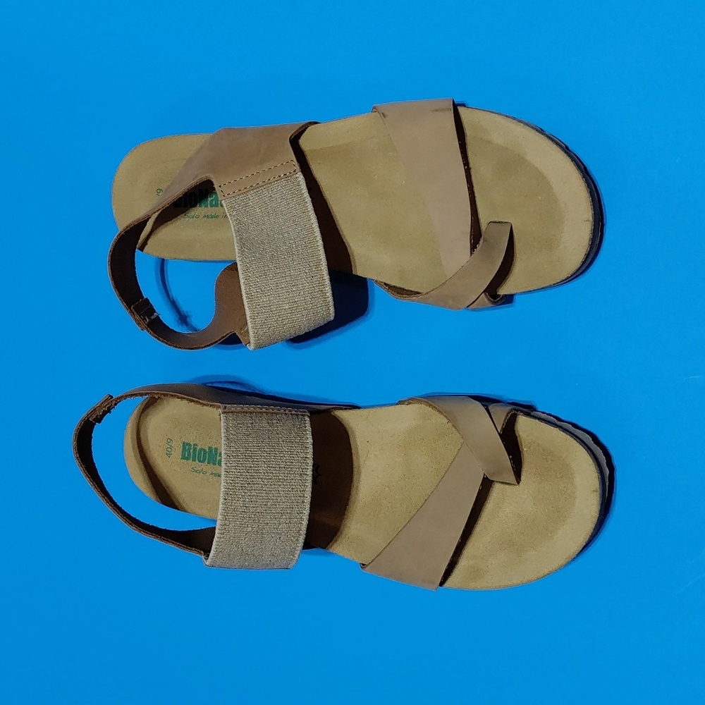 BIONATURA  Women's Leather Tan Strappy Sandals Size 40/ 9